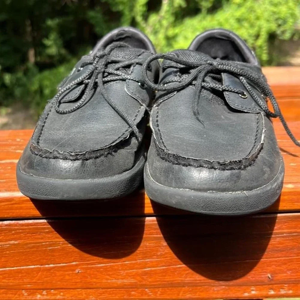 Sperry Youth 5 Boy's Convoy Black Lace up Slip on Dress Boat Shoes